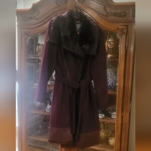 Vince Camuto Burgundy Car Coat
